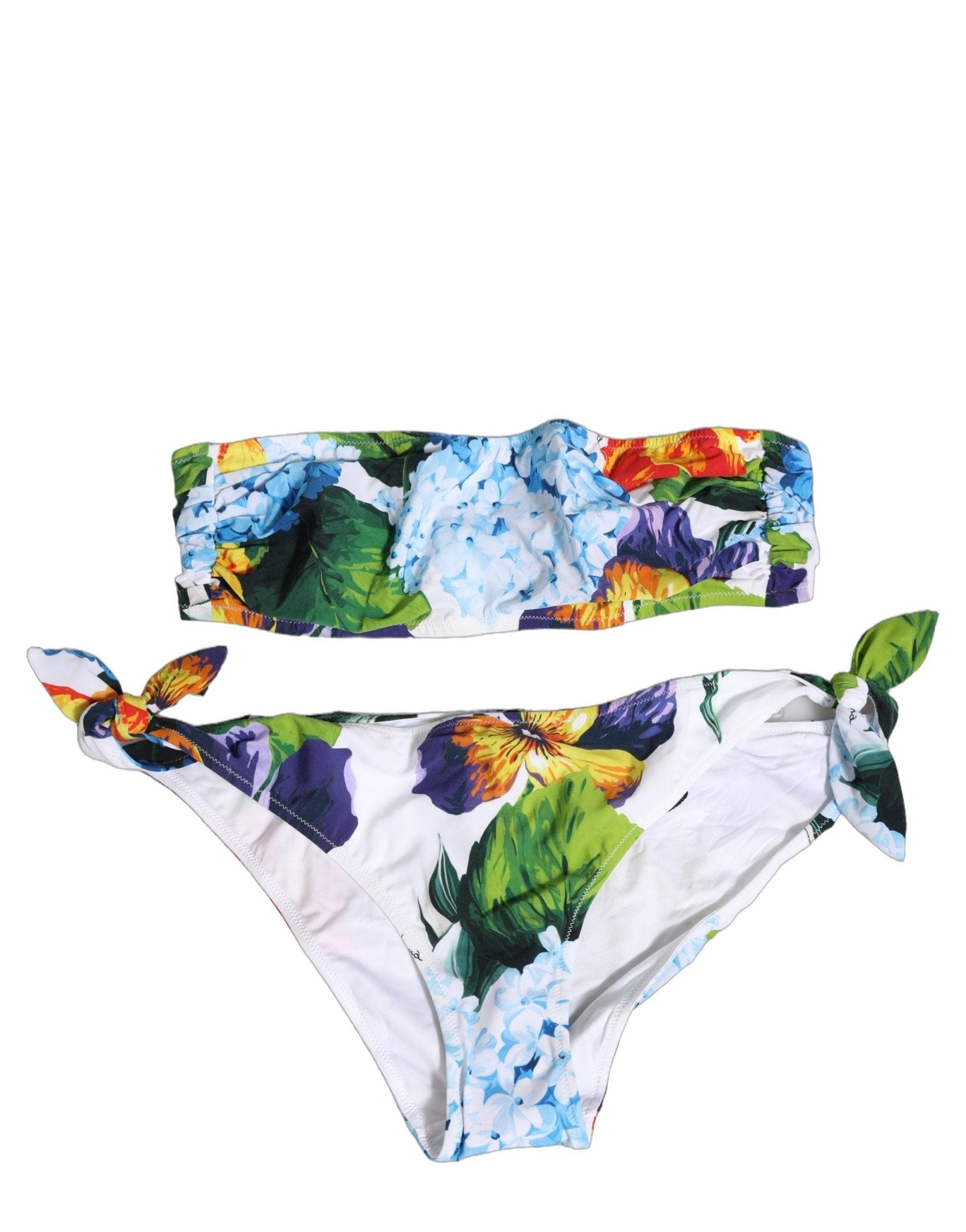 Dolce & Gabbana White Floral Bandeau Brief Two Piece Swimwear - RIMODA
