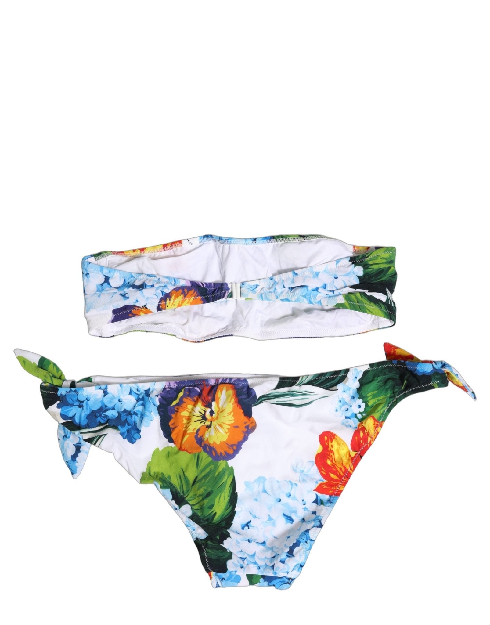 Dolce & Gabbana White Floral Bandeau Brief Two Piece Swimwear - RIMODA