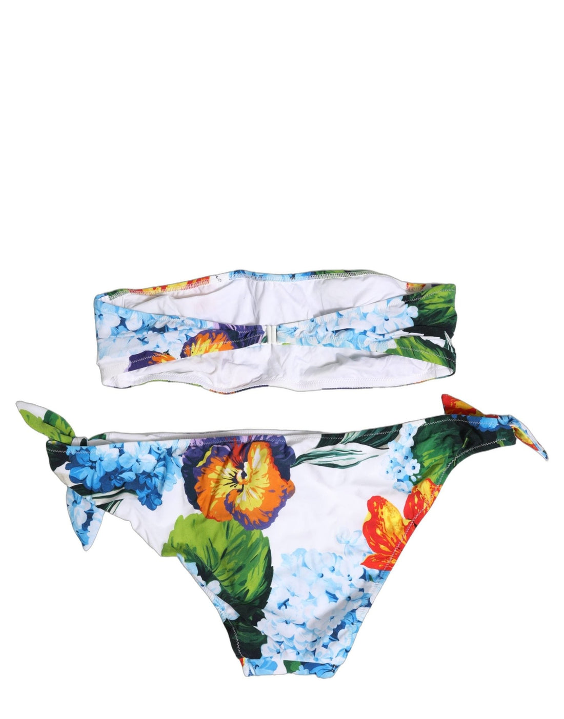 Dolce & Gabbana White Floral Bandeau Brief Two Piece Swimwear - RIMODA