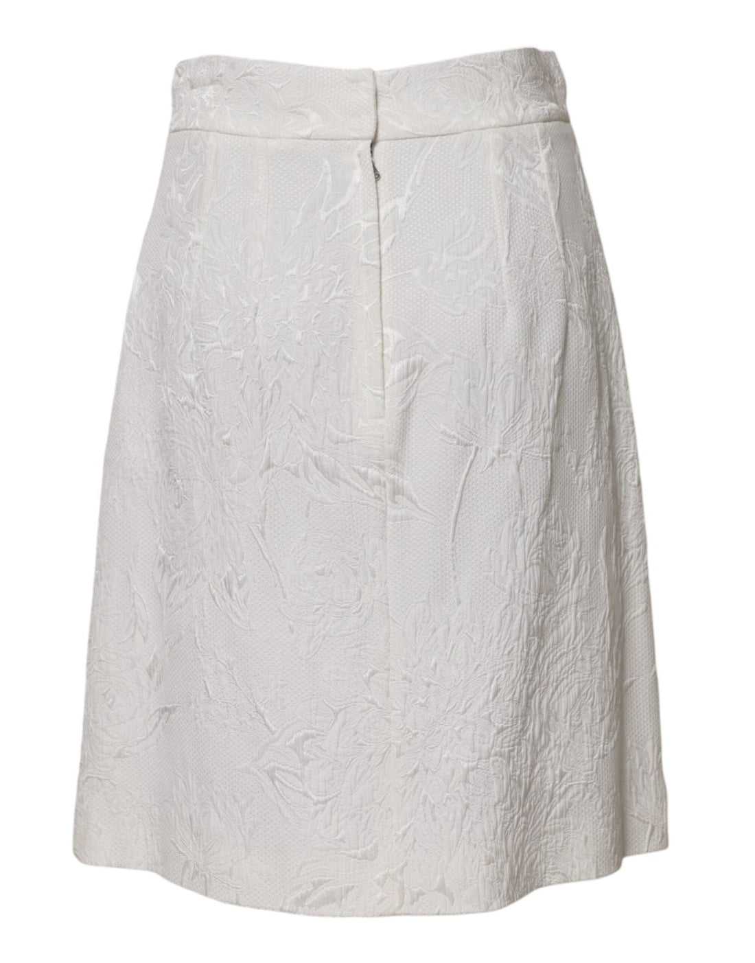 Dolce & Gabbana White Floral Brocade A-line High Waist Skirt - RIMODA