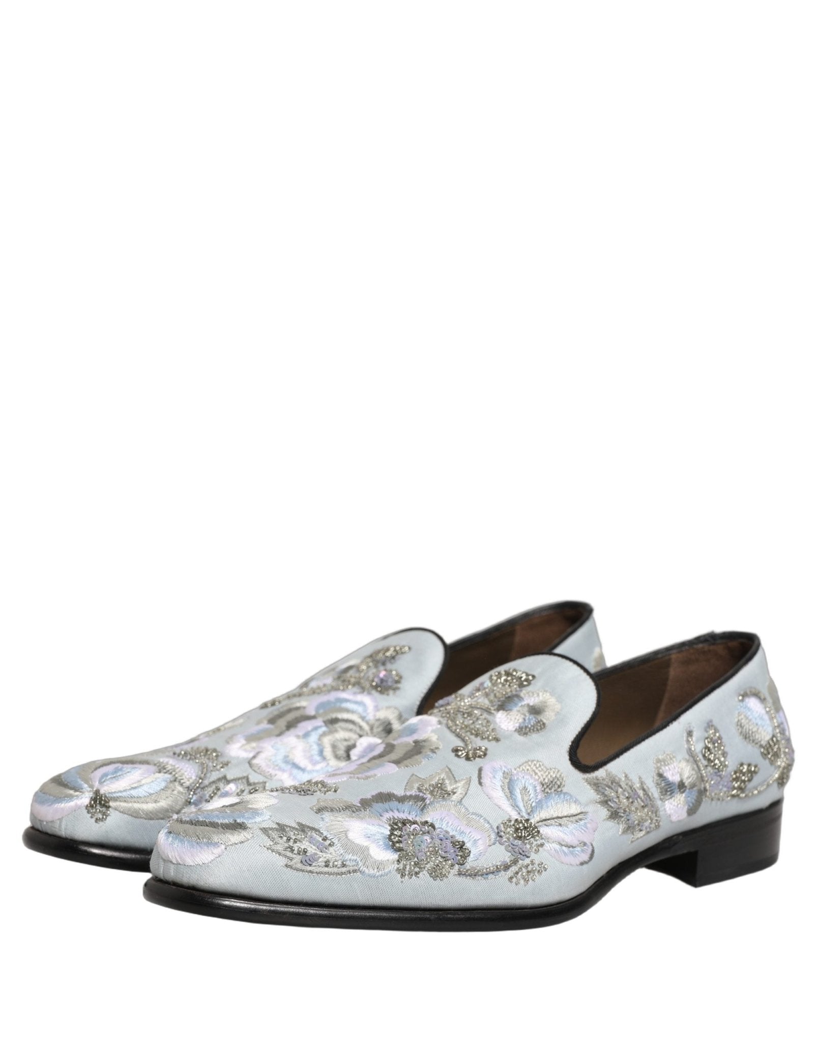 Dolce & Gabbana White Floral Embellished Men Loafers Shoes - RIMODA
