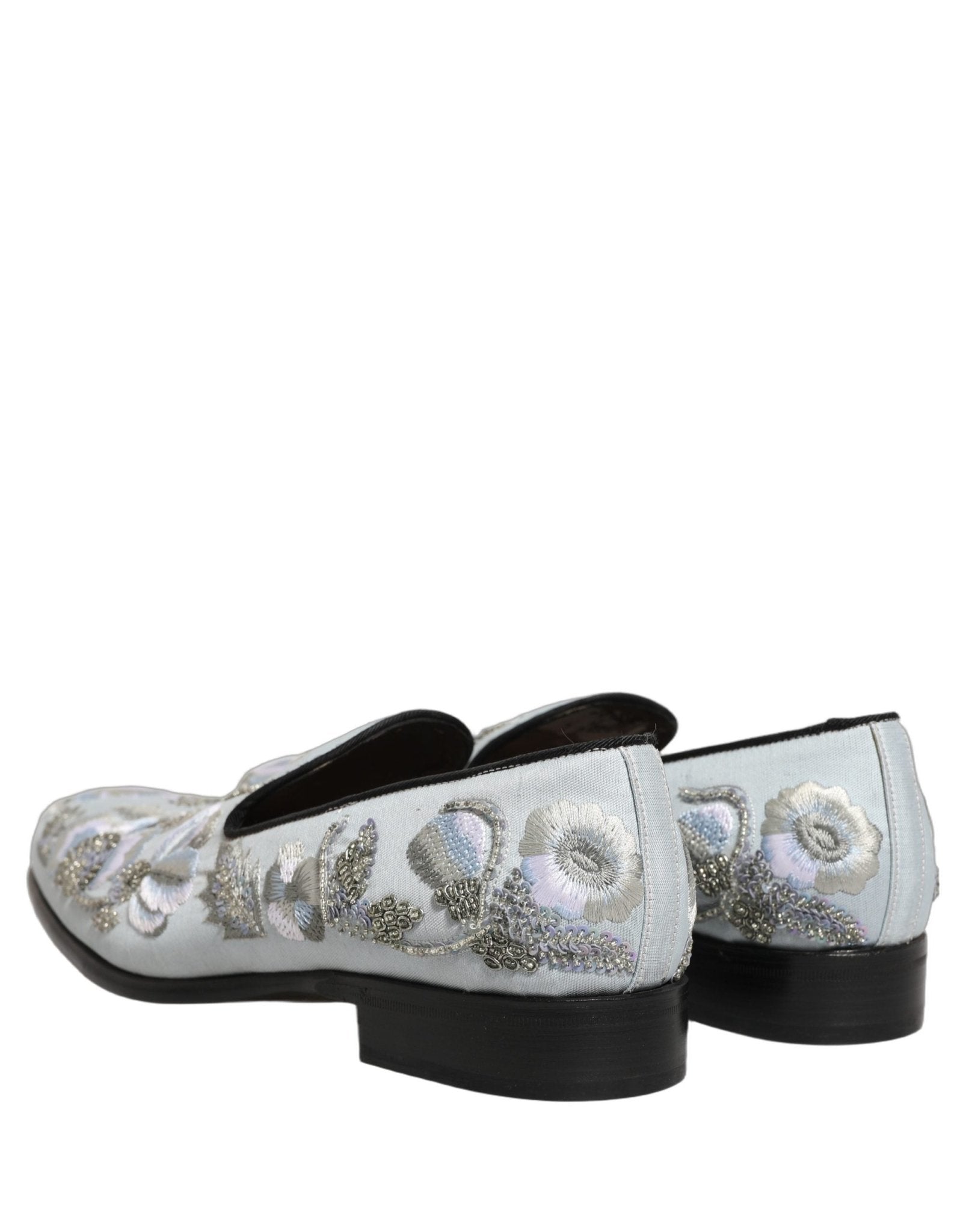 Dolce & Gabbana White Floral Embellished Men Loafers Shoes - RIMODA