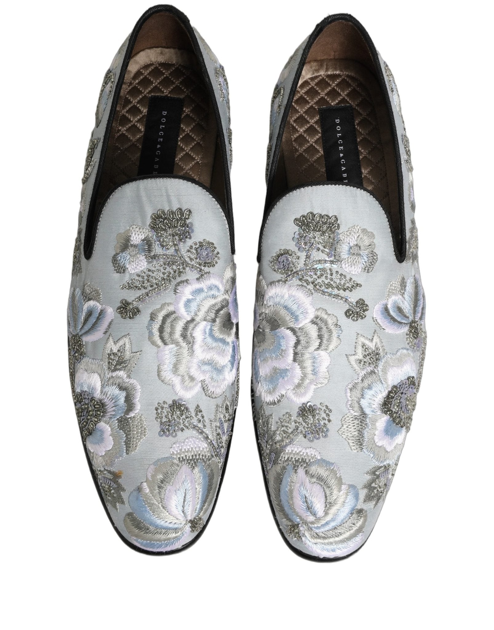 Dolce & Gabbana White Floral Embellished Men Loafers Shoes - RIMODA