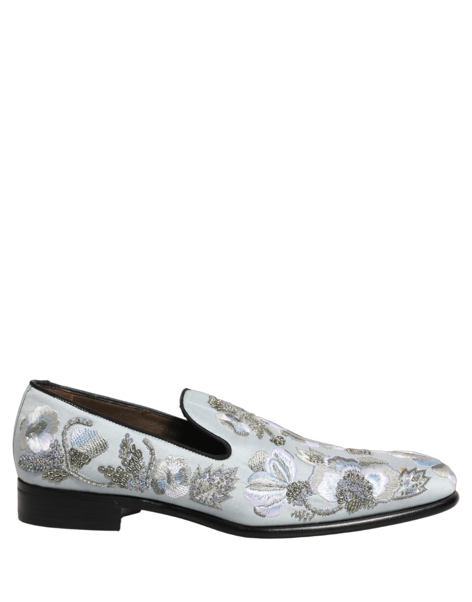 Dolce & Gabbana White Floral Embellished Men Loafers Shoes - RIMODA