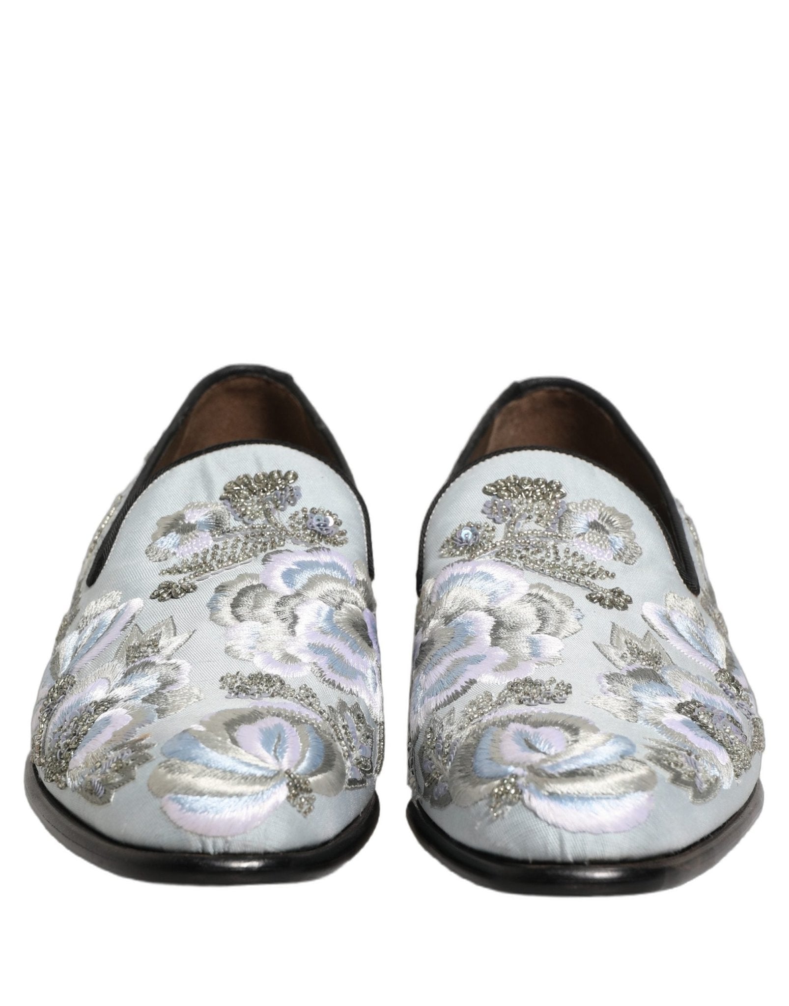 Dolce & Gabbana White Floral Embellished Men Loafers Shoes - RIMODA