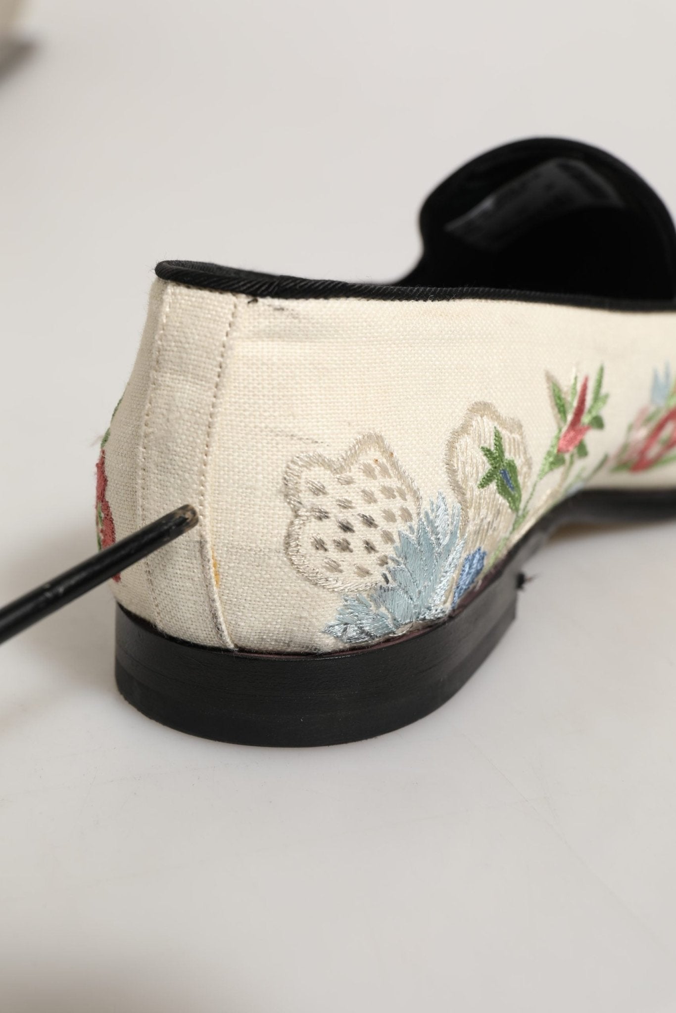 Dolce & Gabbana White Floral Embroidery Dress Loafers Shoes - RIMODA