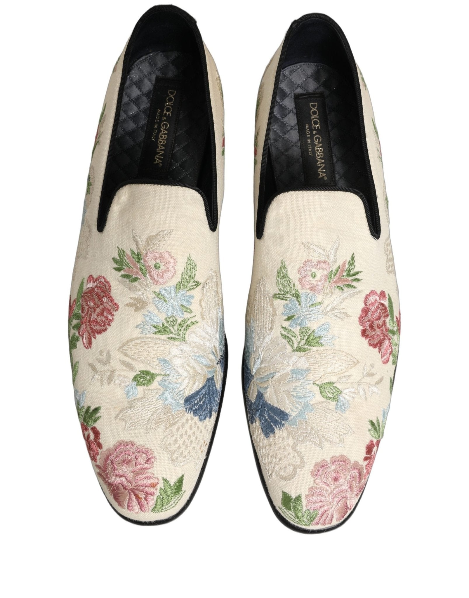 Dolce & Gabbana White Floral Embroidery Dress Loafers Shoes - RIMODA