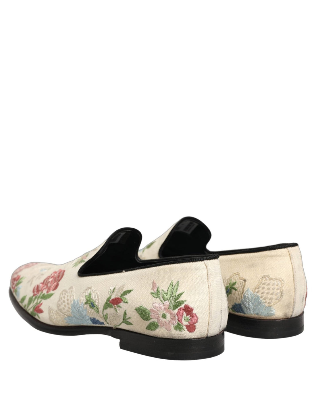 Dolce & Gabbana White Floral Embroidery Dress Loafers Shoes - RIMODA