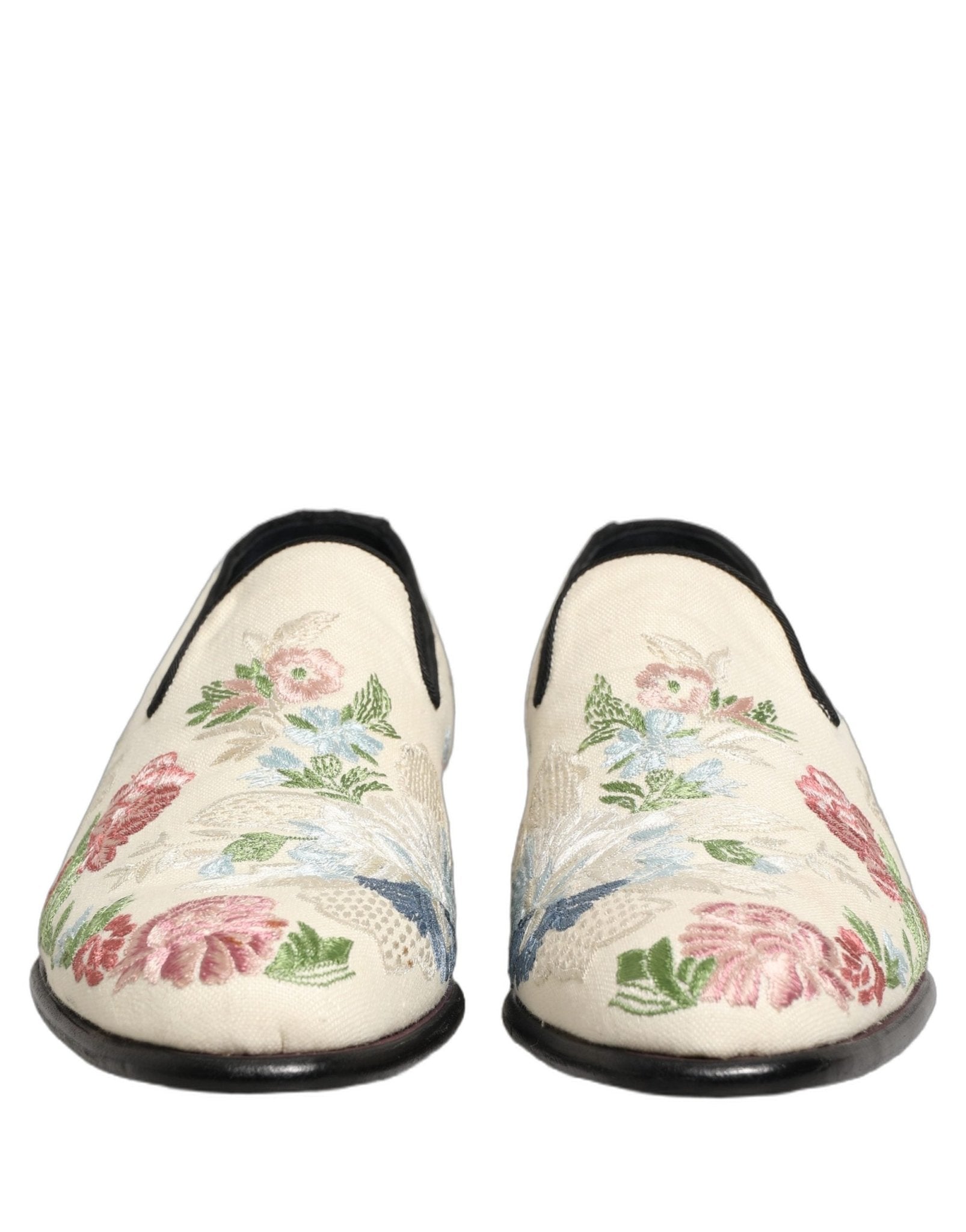 Dolce & Gabbana White Floral Embroidery Dress Loafers Shoes - RIMODA