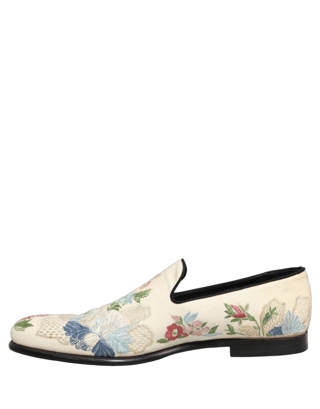 Dolce & Gabbana White Floral Embroidery Dress Loafers Shoes - RIMODA