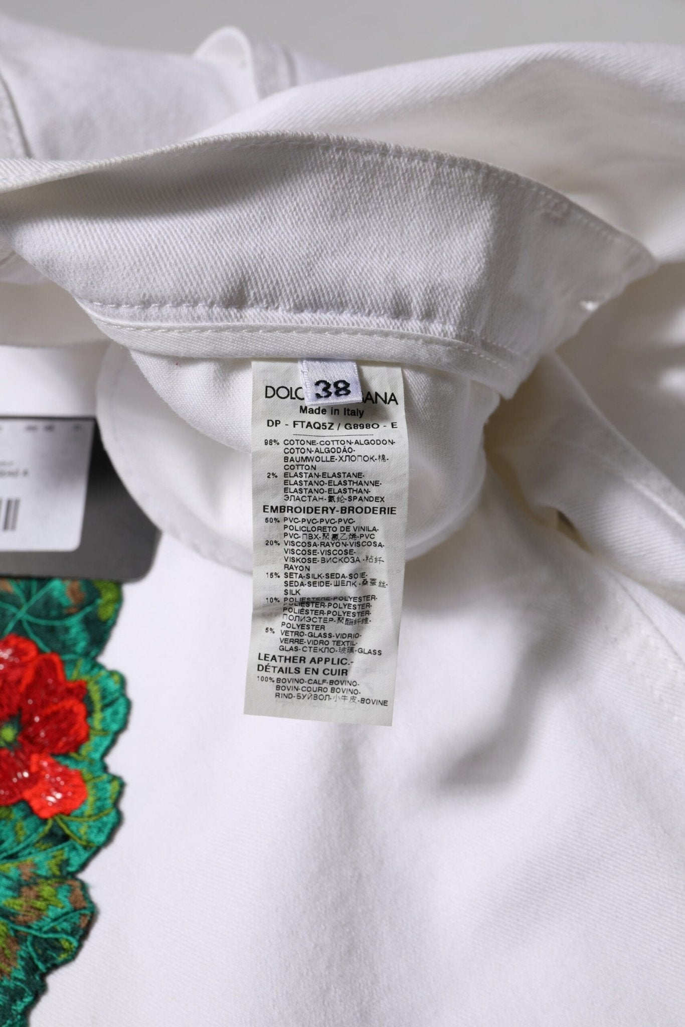 Dolce & Gabbana White Floral Embroidery GIRLY Denim Jeans - RIMODA