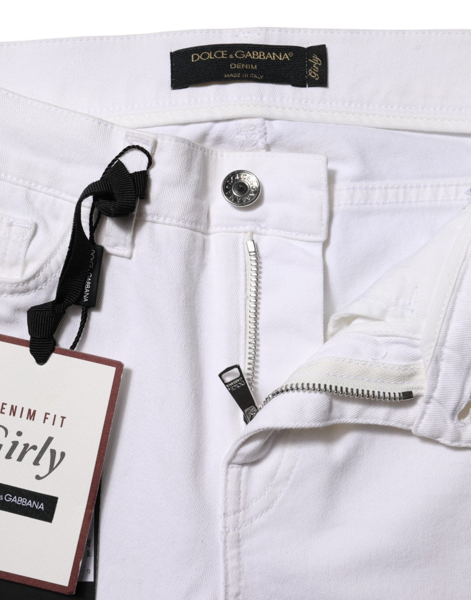 Dolce & Gabbana White Floral Embroidery GIRLY Denim Jeans - RIMODA