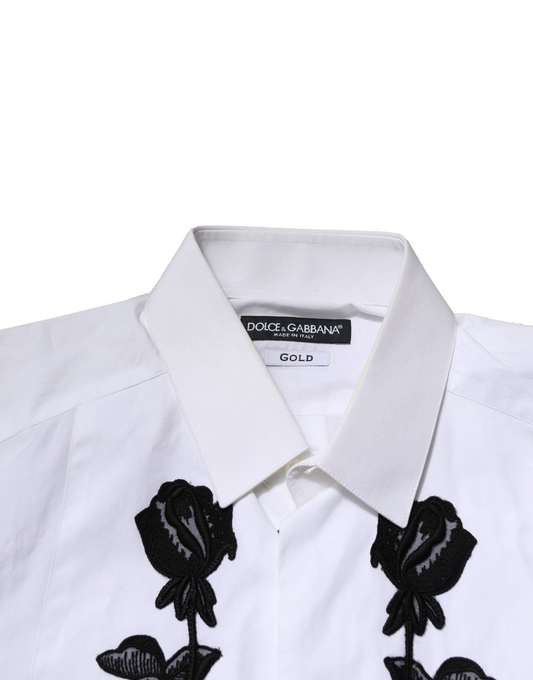 Dolce & Gabbana White Floral Embroidery Men GOLD Formal Shirt - RIMODA