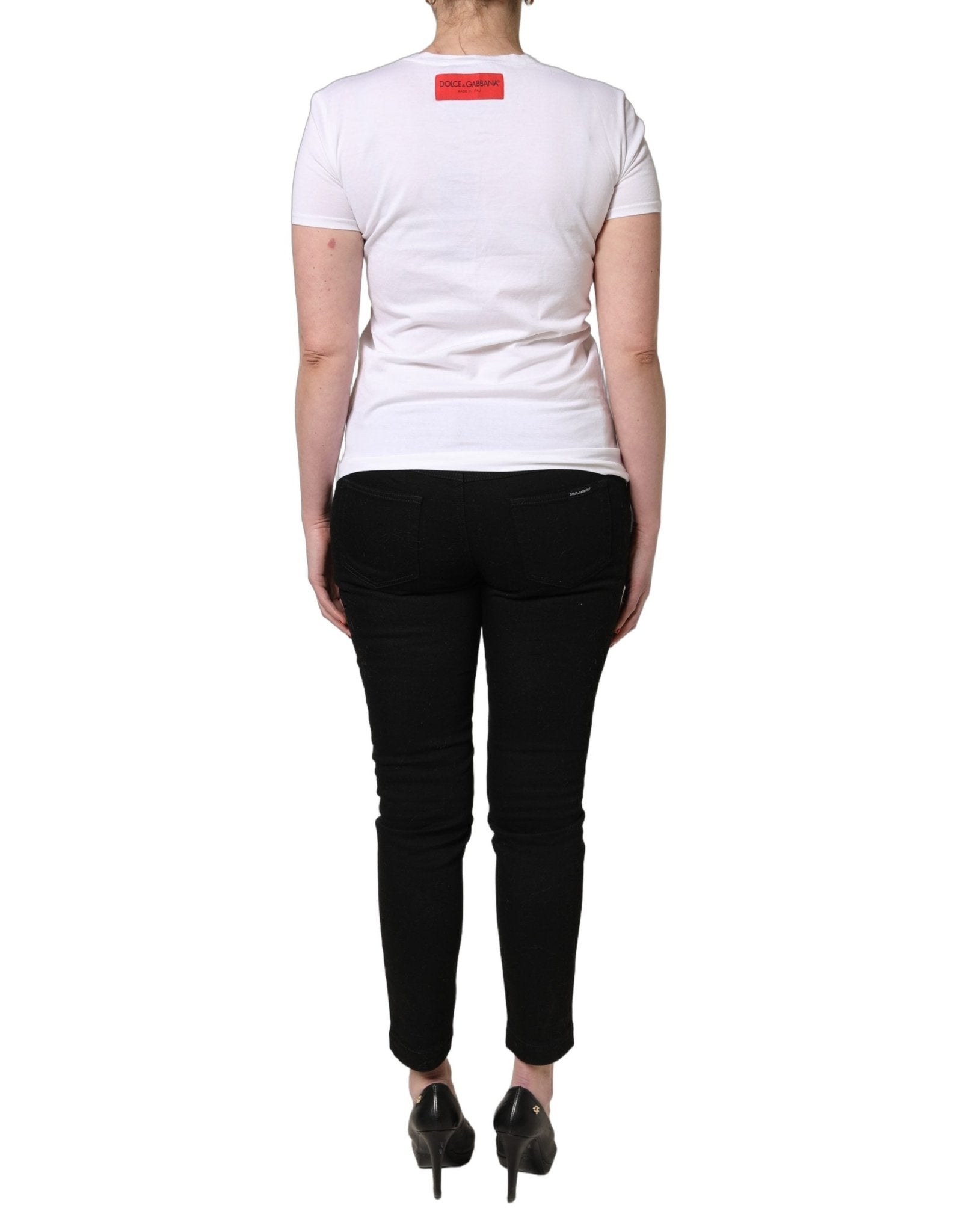 Dolce & Gabbana White Floral Graphic Short Sleeve Crew Neck T-shirt - RIMODA
