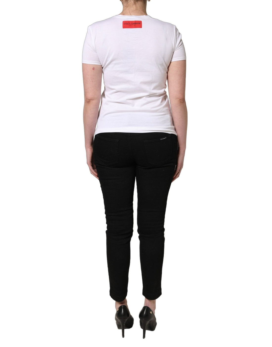 Dolce & Gabbana White Floral Graphic Short Sleeve Crew Neck T-shirt - RIMODA
