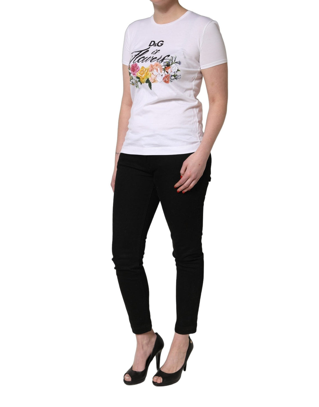 Dolce & Gabbana White Floral Graphic Short Sleeve Crew Neck T-shirt - RIMODA