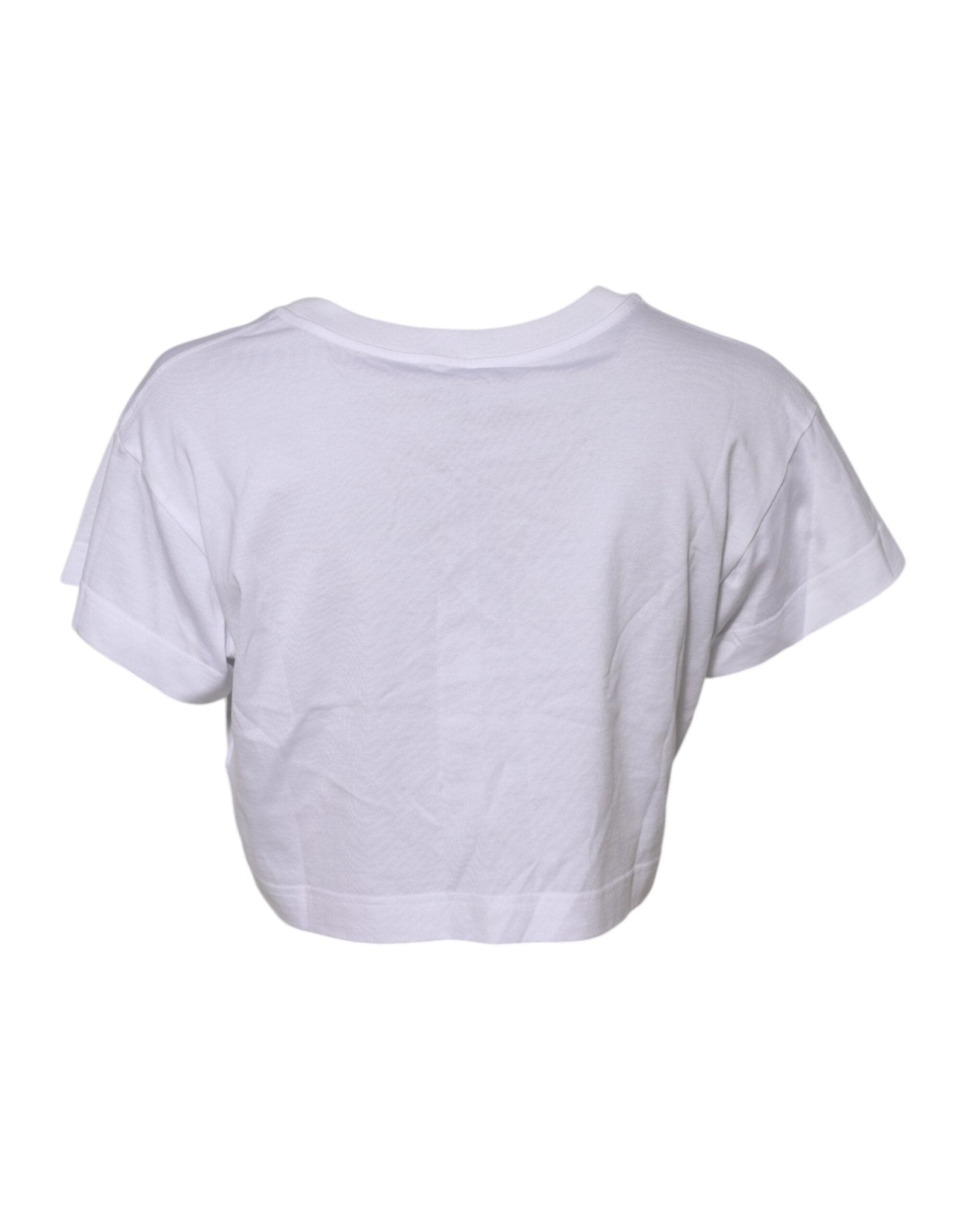 Dolce & Gabbana White Floral Lace DG Detailing Cropped T-shirt - RIMODA