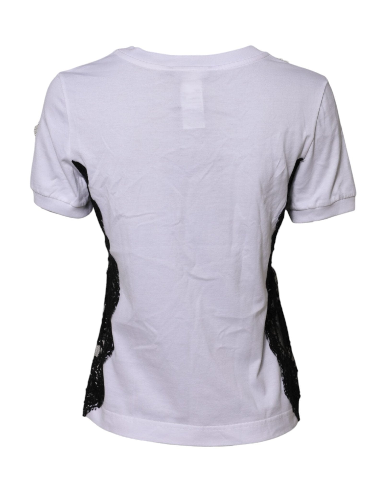 Dolce & Gabbana White Floral Lace DG Detailing Top T-shirt - RIMODA