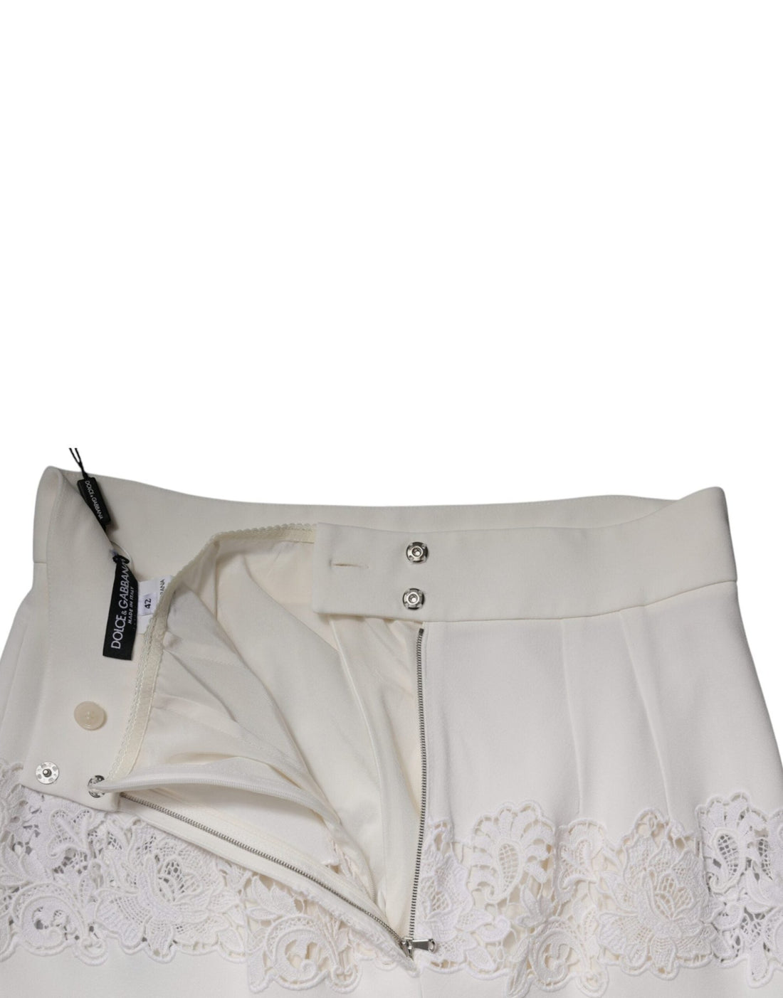 Dolce & Gabbana White Floral Lace High Waist Pencil Cut Skirt - RIMODA