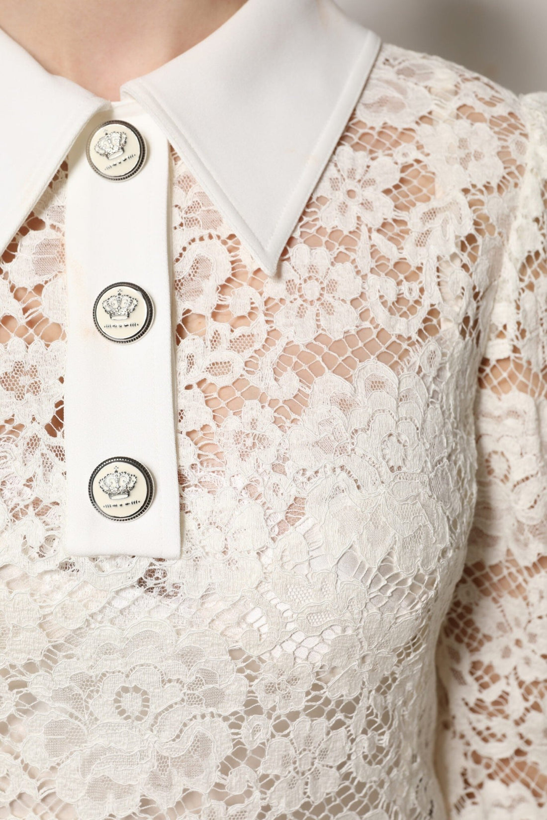 Dolce & Gabbana White Floral Lace Long Sleeves Shift Dress - RIMODA