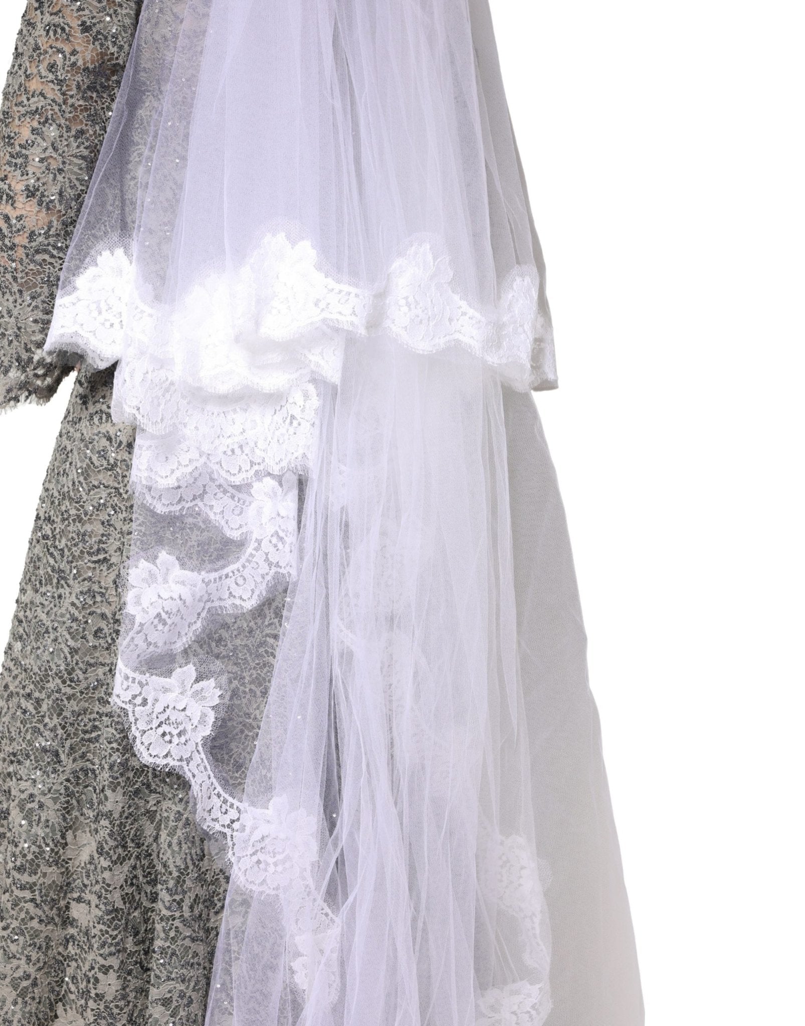 Dolce & Gabbana White Floral Lace Nylon Floor Length Long Wedding Veil - RIMODA