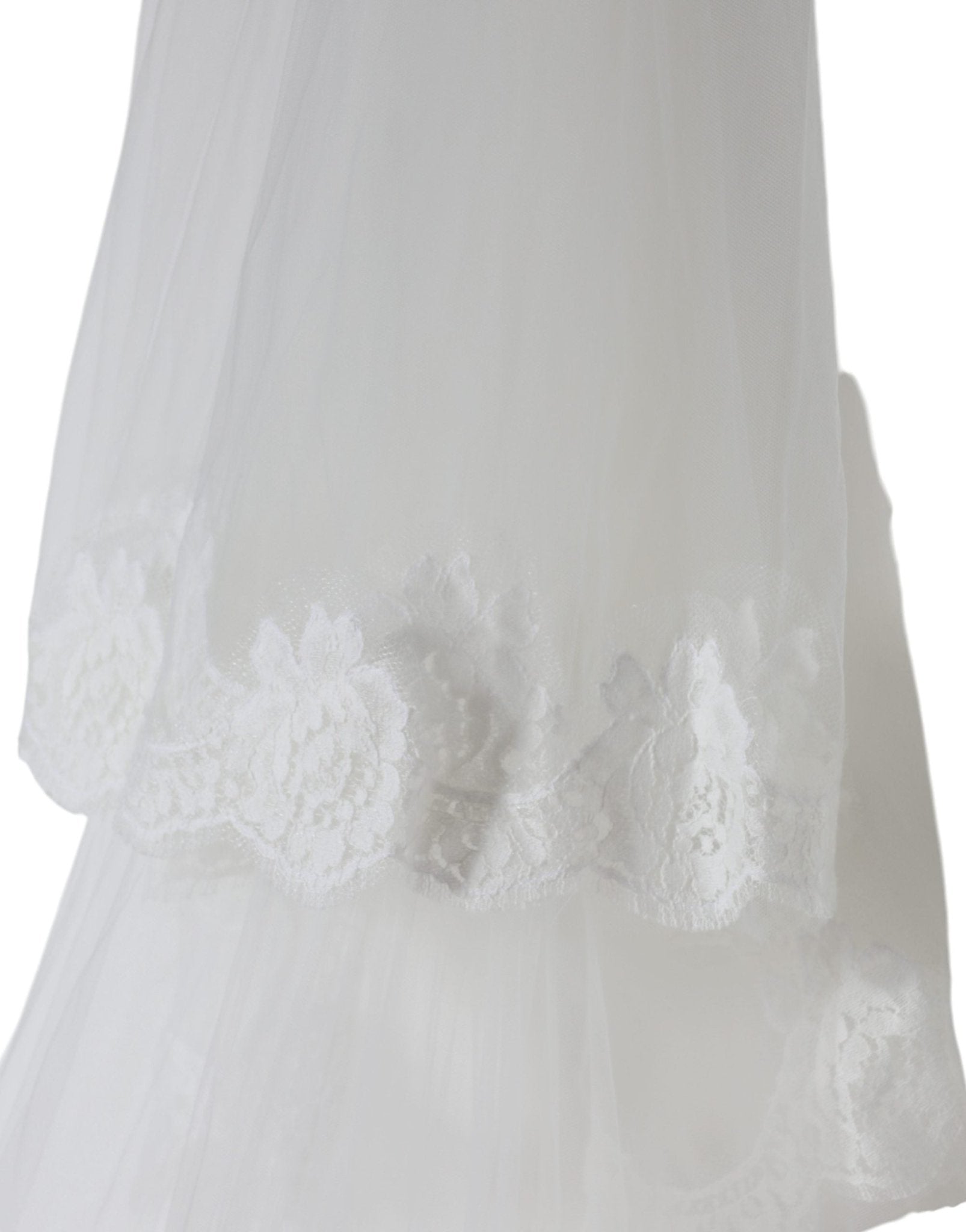 Dolce & Gabbana White Floral Lace Nylon Floor Length Long Wedding Veil - RIMODA