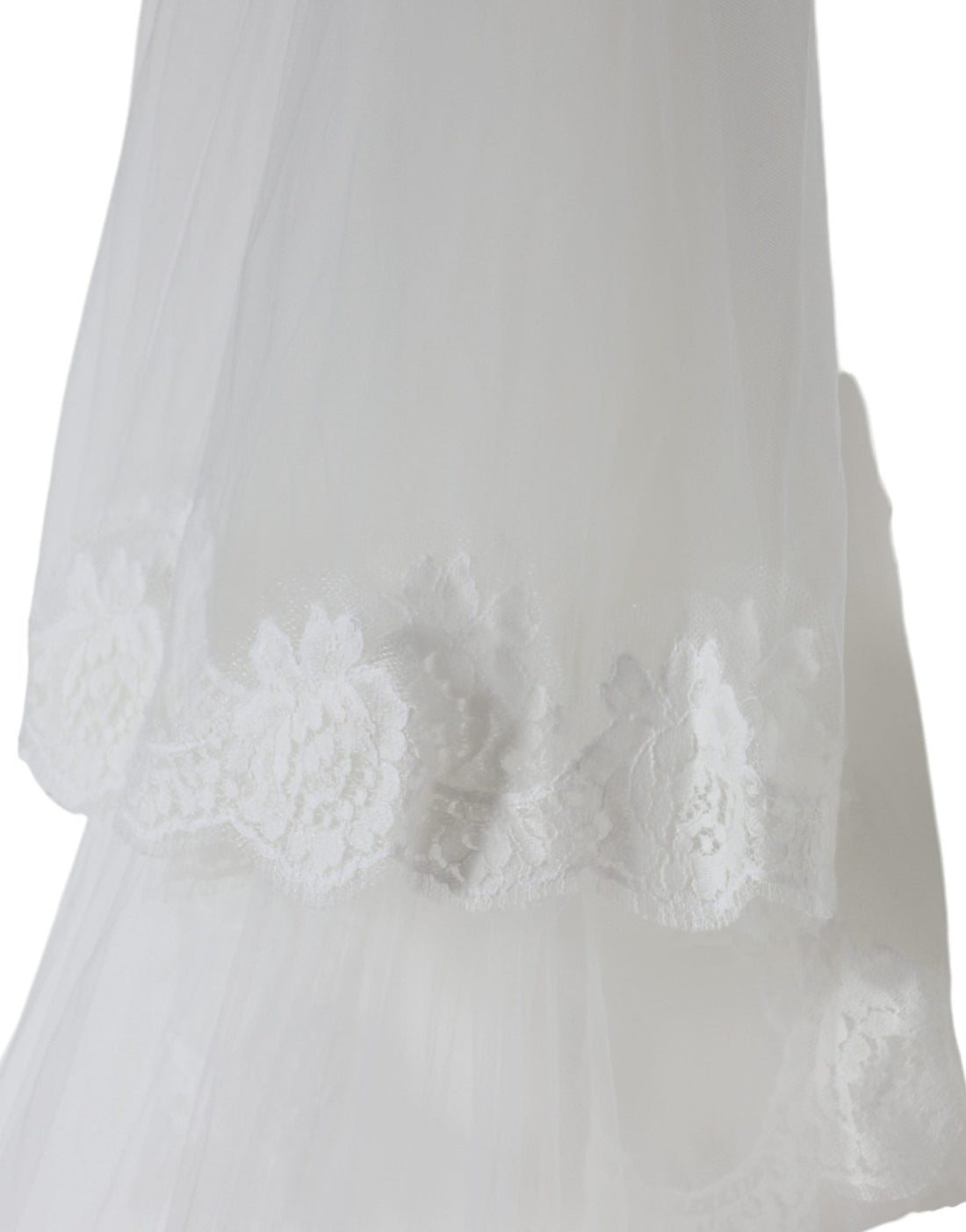 Dolce & Gabbana White Floral Lace Nylon Floor Length Long Wedding Veil - RIMODA