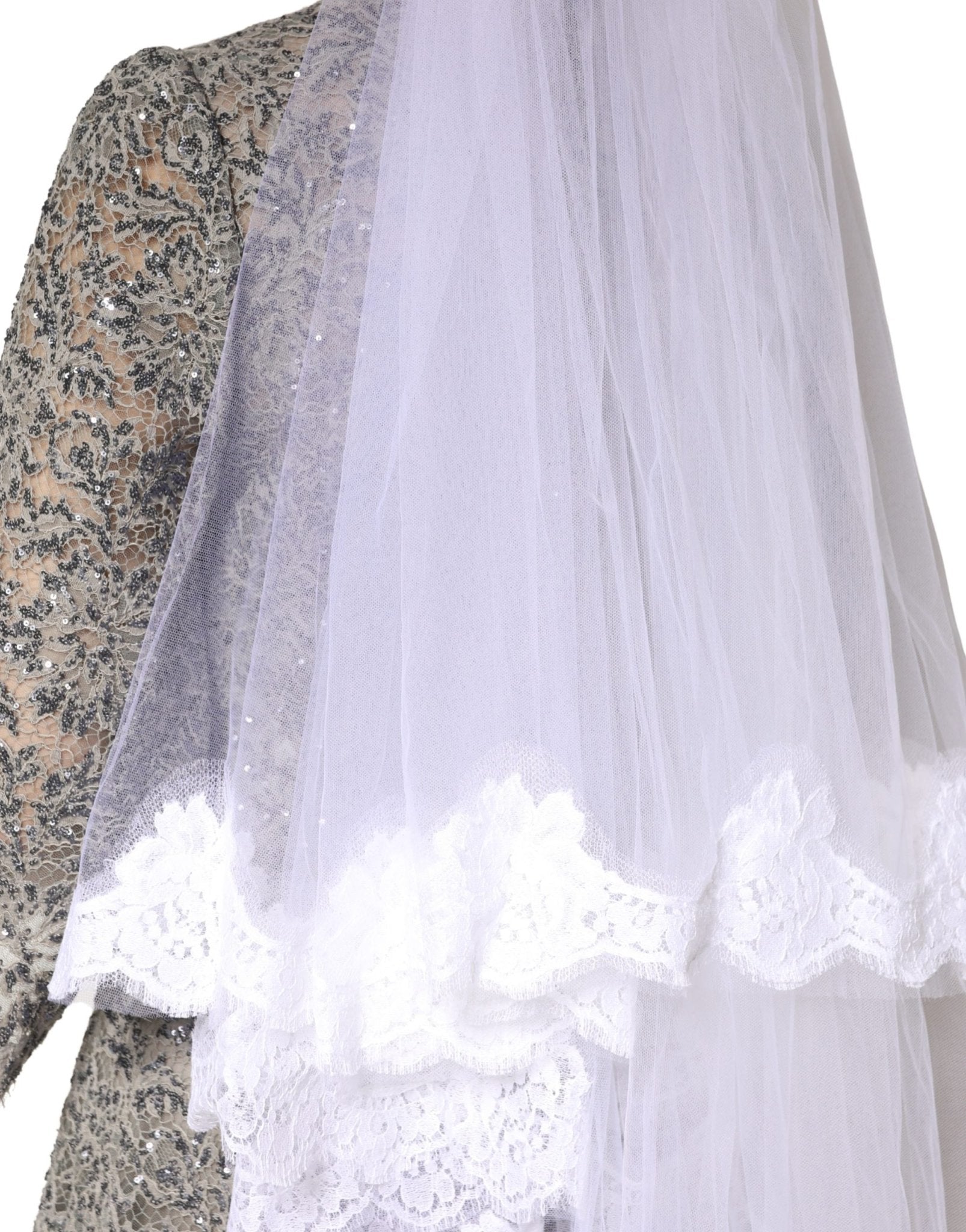 Dolce & Gabbana White Floral Lace Nylon Floor Length Long Wedding Veil - RIMODA