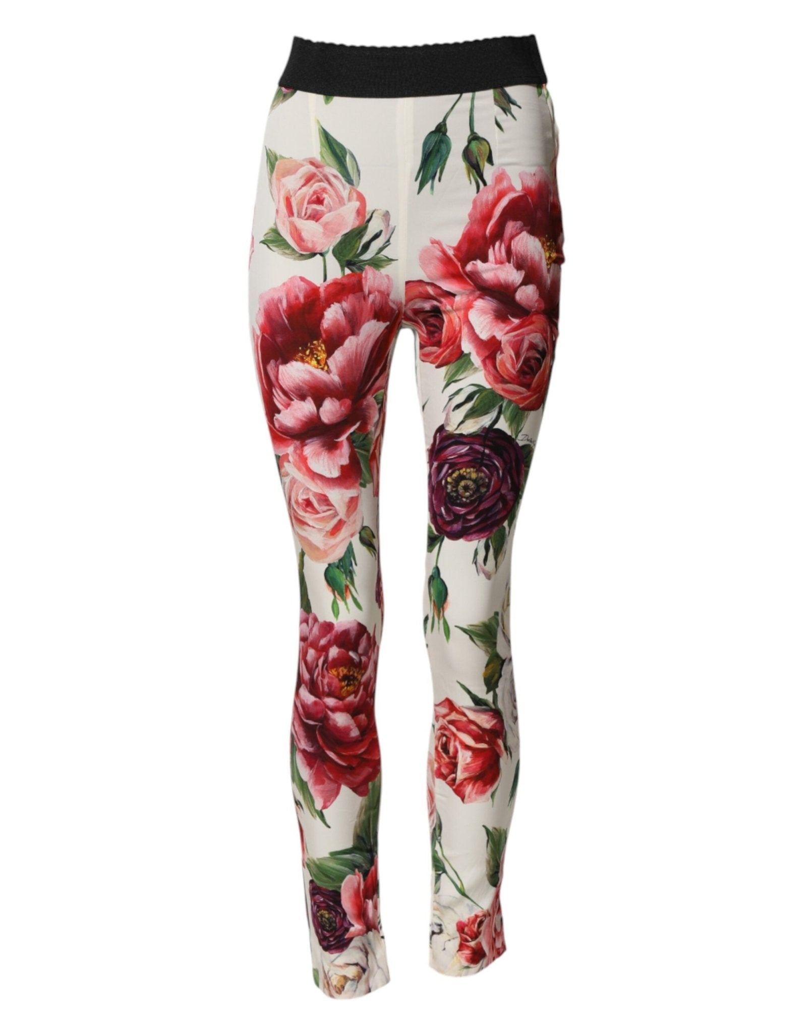 Dolce & Gabbana White Floral Leggings Stretch Waist Pants - RIMODA