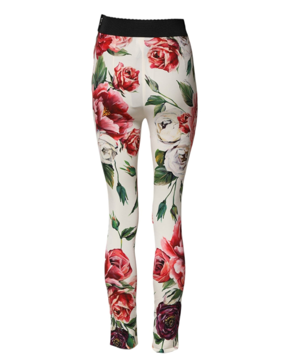 Dolce & Gabbana White Floral Leggings Stretch Waist Pants - RIMODA