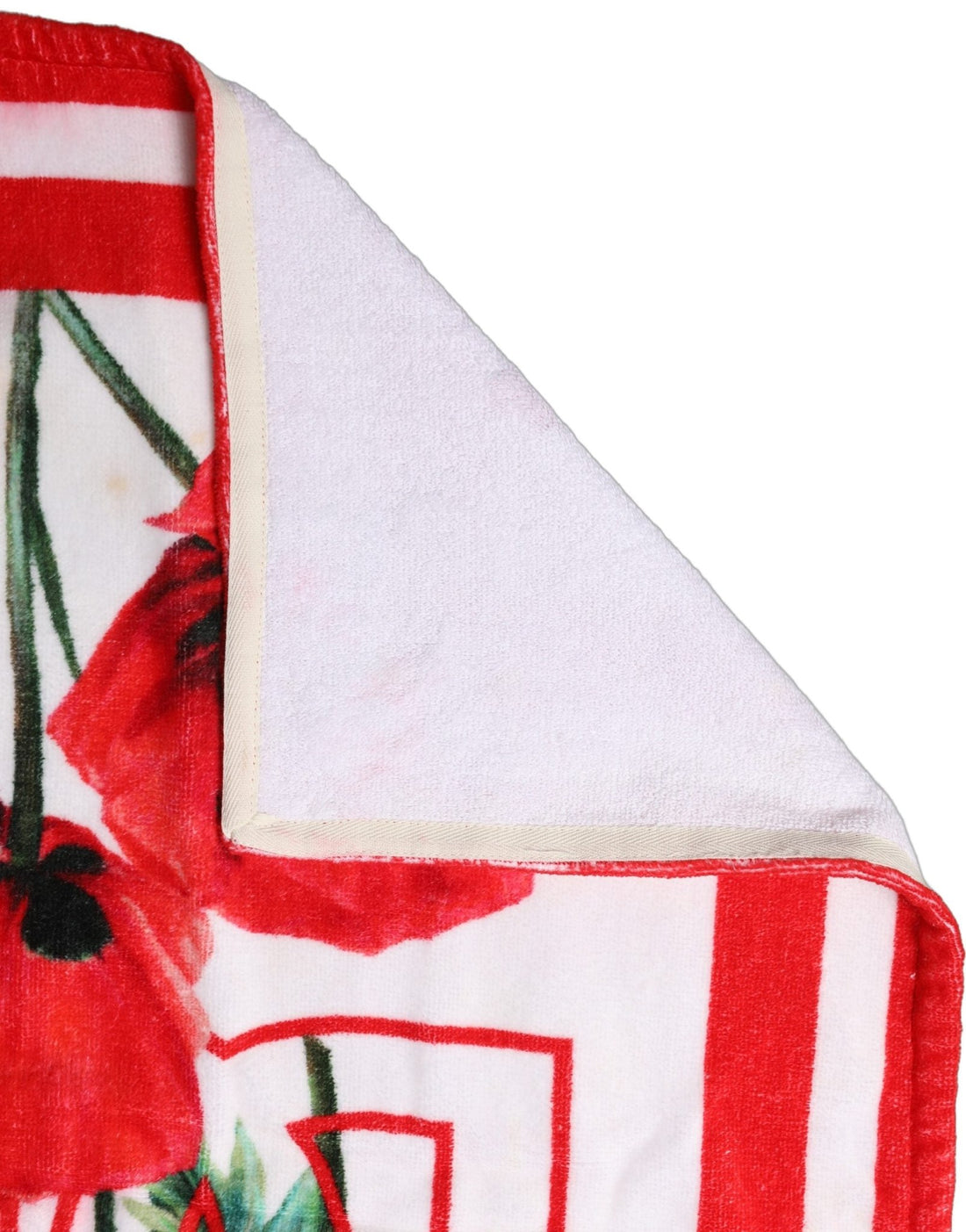 Dolce & Gabbana White Floral Poppy Print DG Logo Beach Towel - RIMODA