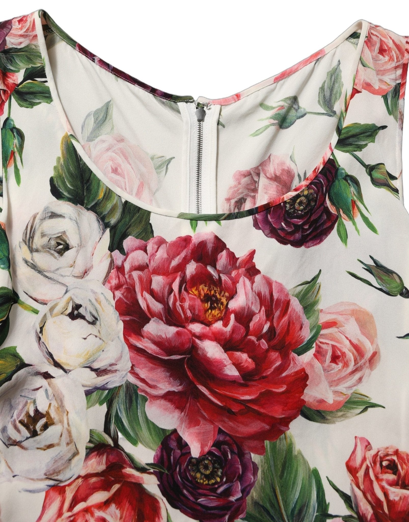 Dolce & Gabbana White Floral Sheath Sleeveless Mini Dress - RIMODA