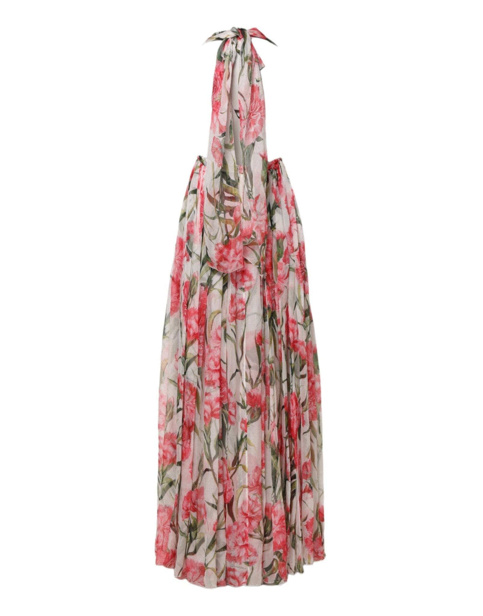 Dolce & Gabbana White Floral Silk Halter A-line Maxi Dress - RIMODA