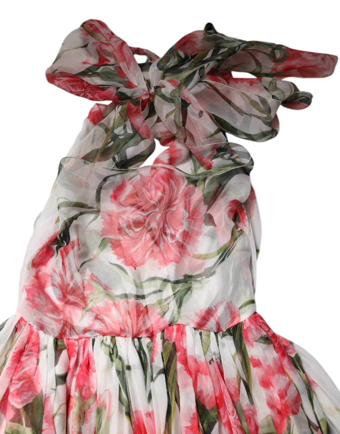 Dolce & Gabbana White Floral Silk Halter A-line Maxi Dress - RIMODA