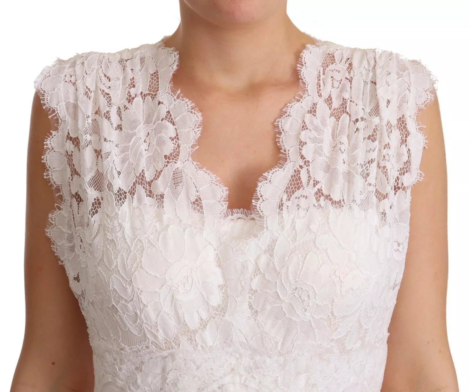 Dolce & Gabbana White Flower Lace Corsage Long Maxi Dress - RIMODA