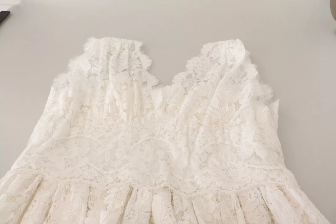 Dolce & Gabbana White Flower Lace Corsage Long Maxi Dress - RIMODA