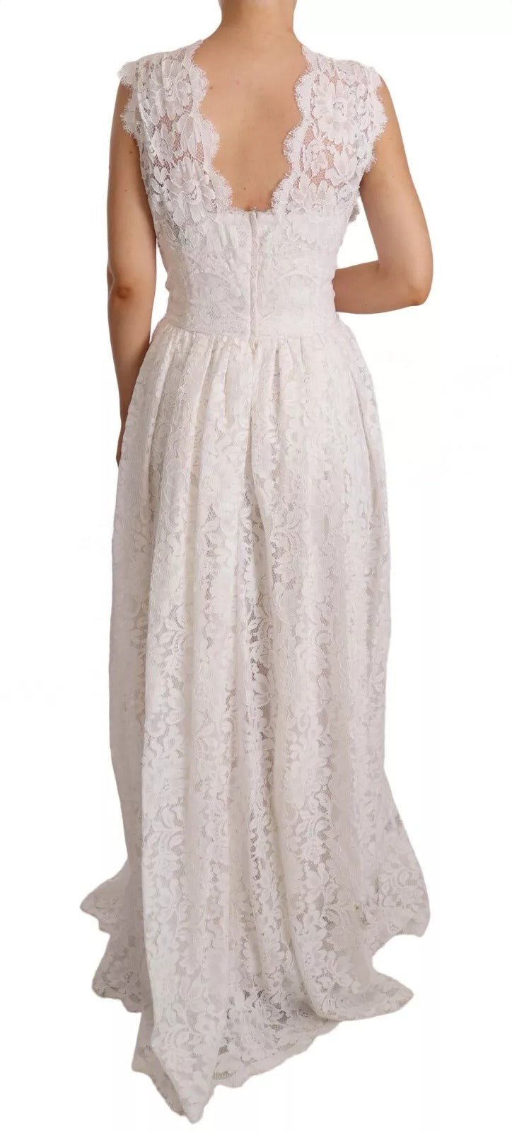 Dolce & Gabbana White Flower Lace Corsage Long Maxi Dress - RIMODA