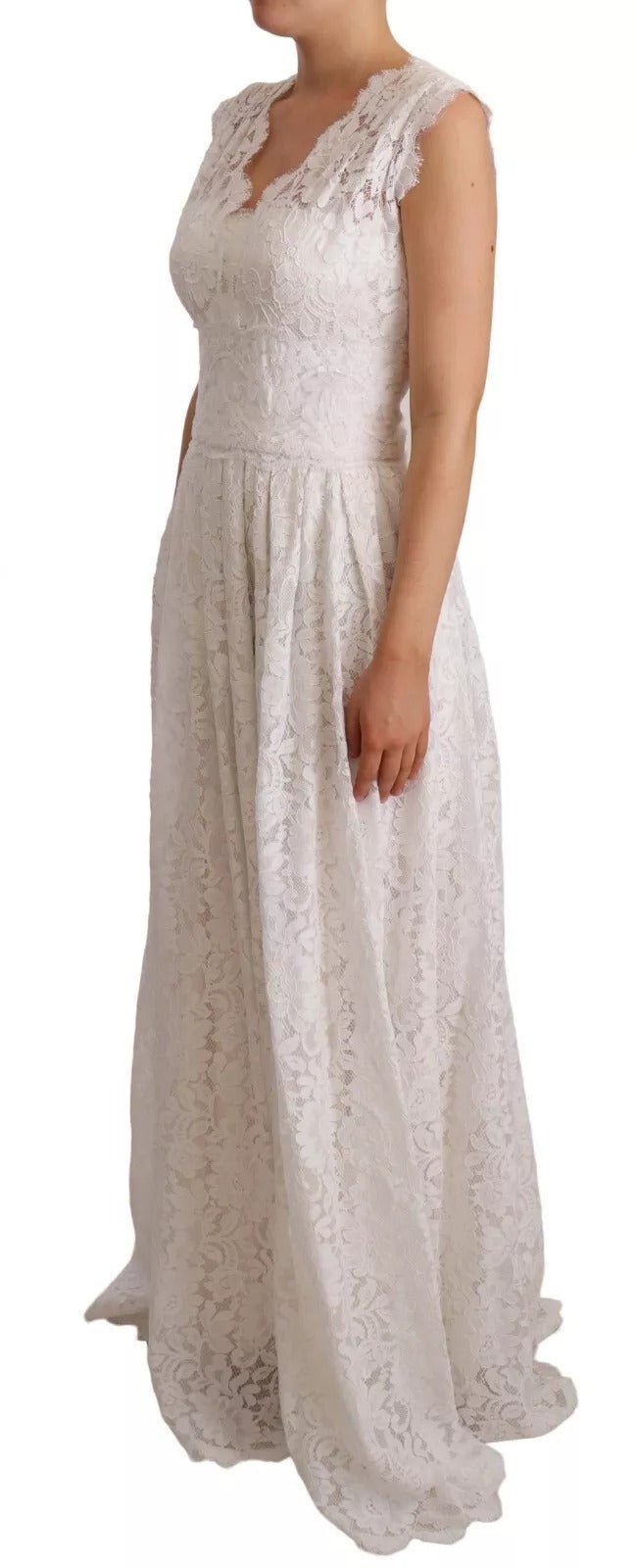 Dolce & Gabbana White Flower Lace Corsage Long Maxi Dress - RIMODA