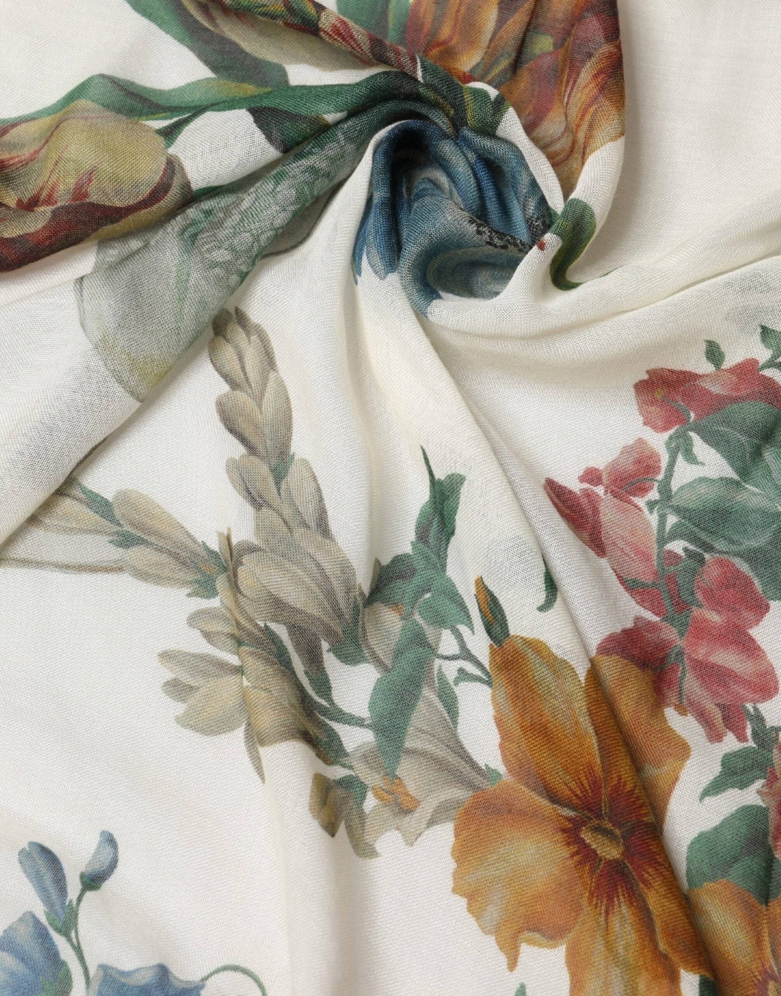Dolce & Gabbana White Flower Vase Cashmere Stole Wrap 132cm x 128cm Scarf - RIMODA