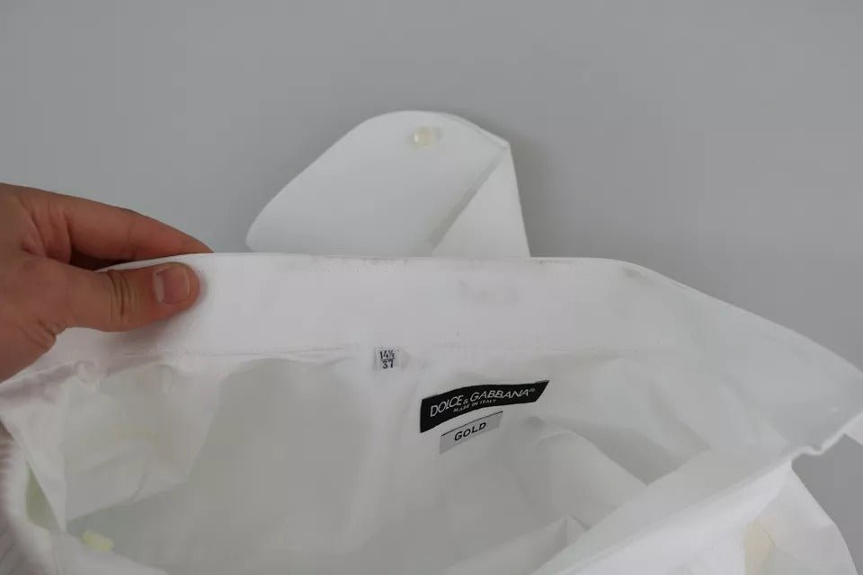 Dolce & Gabbana White Formal Tuxedo Dress GOLD Shirt - RIMODA