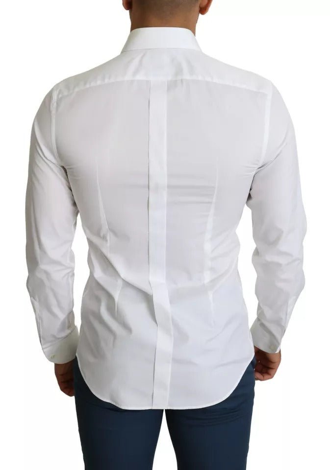 Dolce & Gabbana White Formal Tuxedo Dress GOLD Shirt - RIMODA