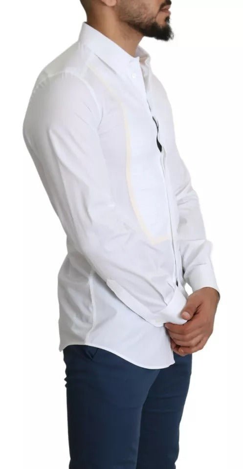 Dolce & Gabbana White Formal Tuxedo Dress GOLD Shirt - RIMODA