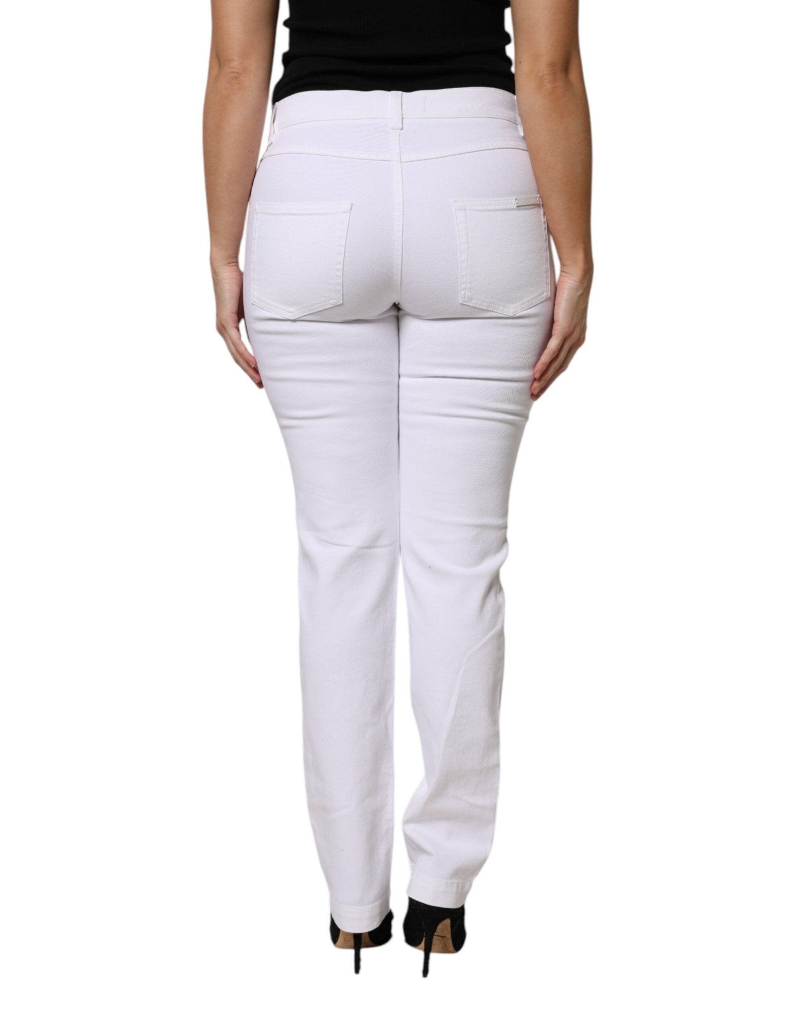 Dolce & Gabbana White GIRLY Floral Embroidery Denim Jeans - RIMODA