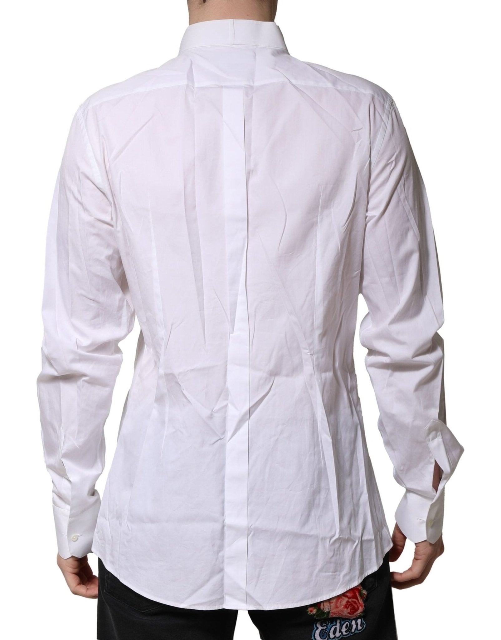 Dolce & Gabbana White GOLD Bib Poplin Dress Men Formal Shirt - RIMODA