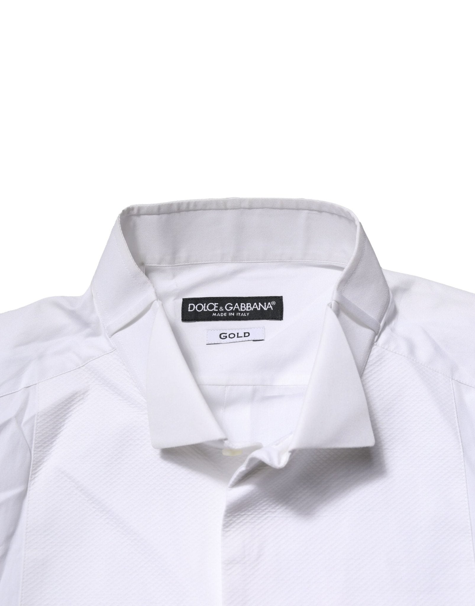 Dolce & Gabbana White GOLD Bib Poplin Dress Men Formal Shirt - RIMODA