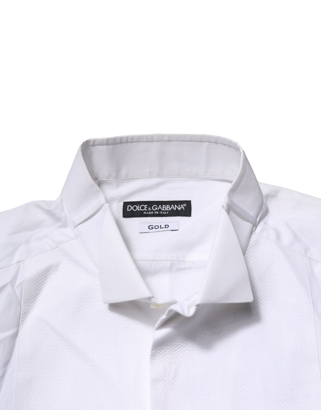 Dolce & Gabbana White GOLD Bib Poplin Dress Men Formal Shirt - RIMODA