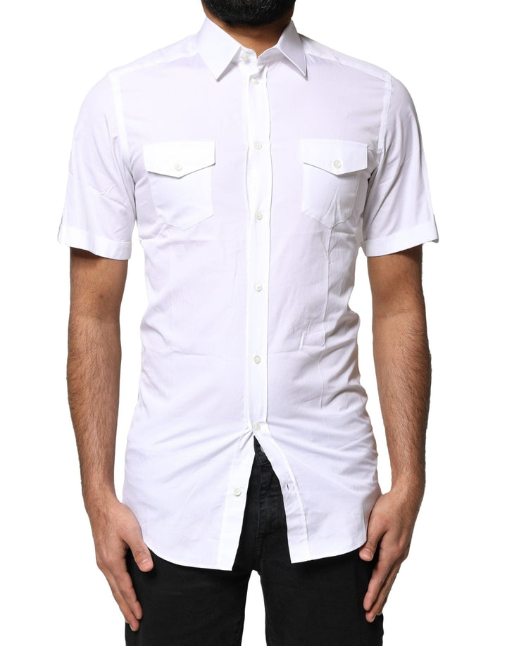 Dolce & Gabbana White GOLD Button Down Casual Men Polo Shirt - RIMODA