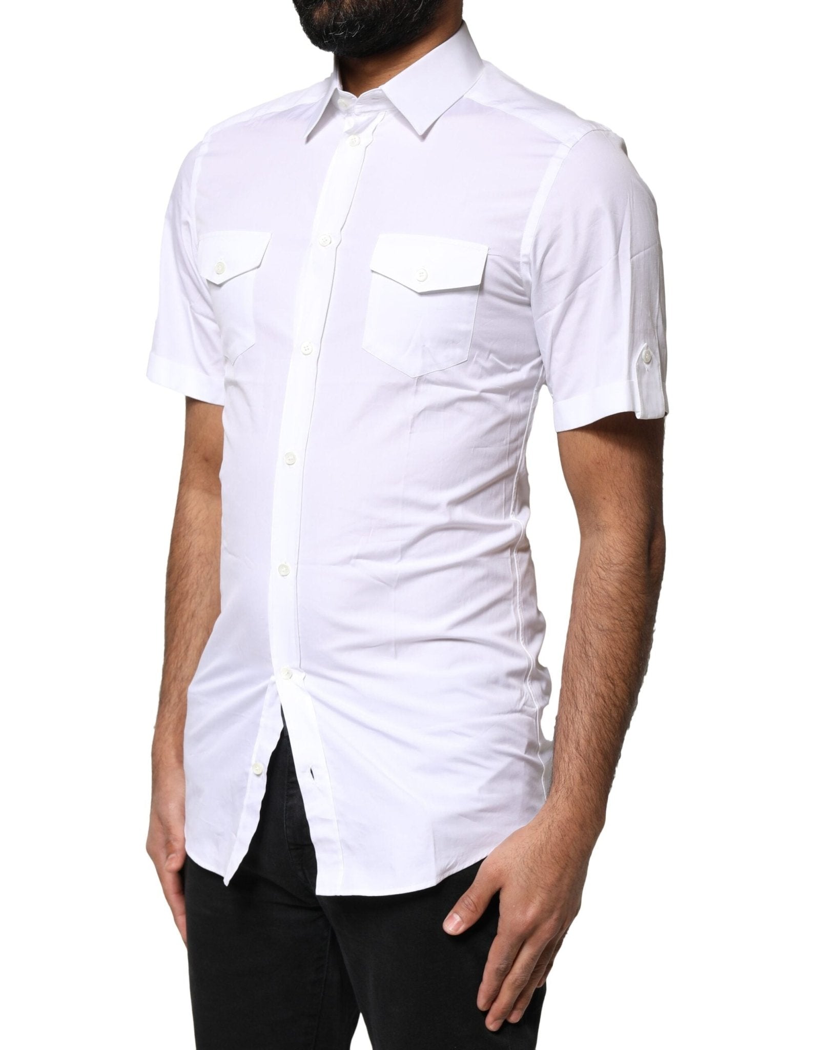 Dolce & Gabbana White GOLD Button Down Casual Men Polo Shirt - RIMODA