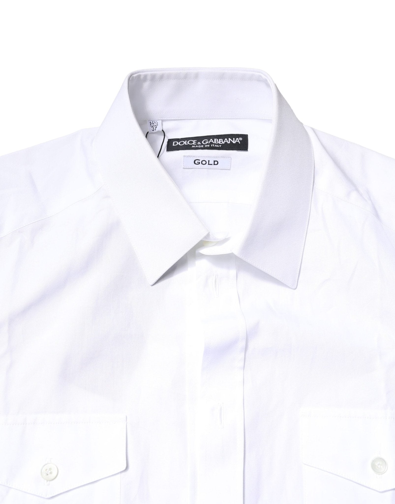 Dolce & Gabbana White GOLD Button Down Casual Men Polo Shirt - RIMODA