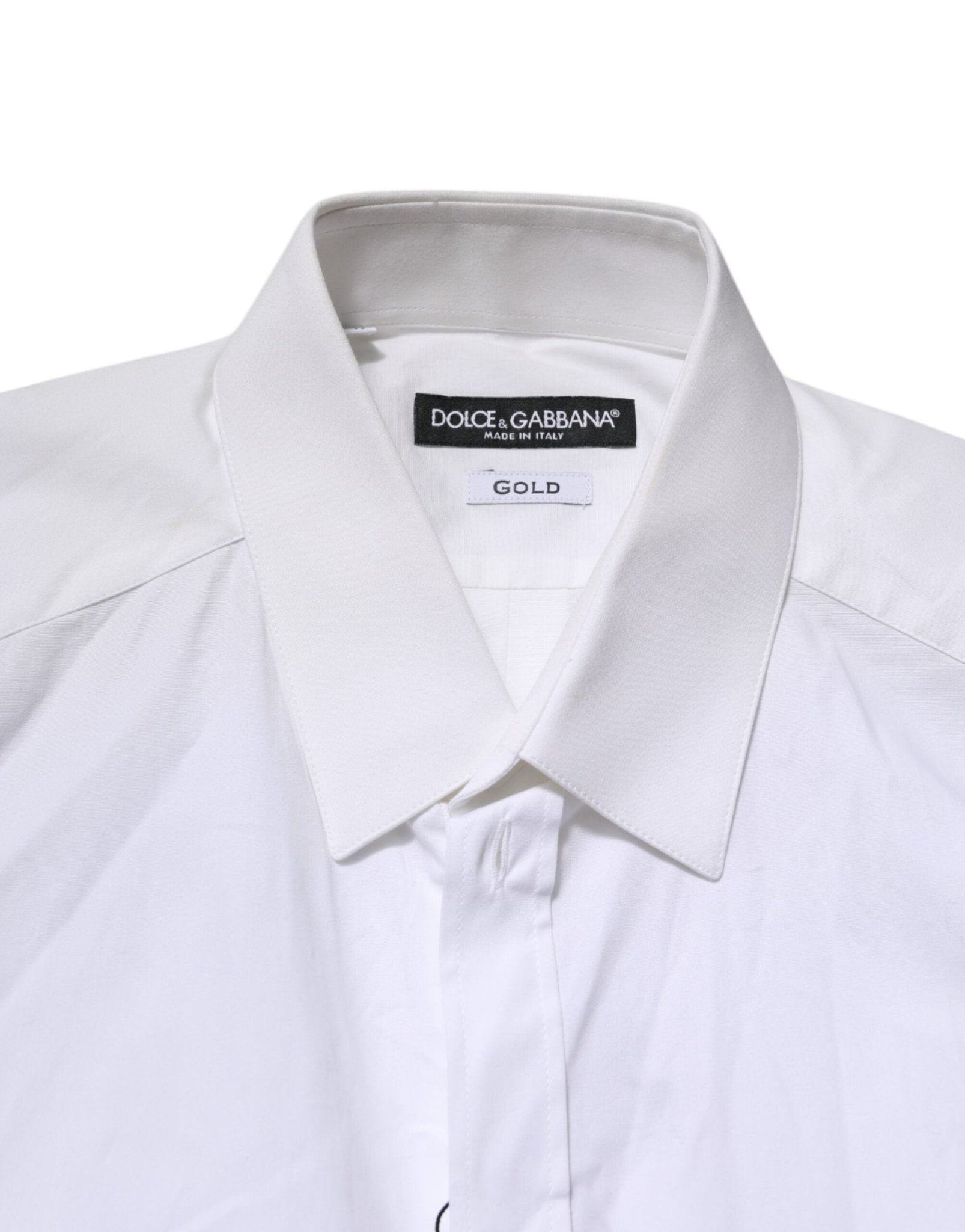 Dolce & Gabbana White GOLD Cotton Collared Dress Shirt Top - RIMODA